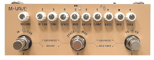 summina Akustisches Gitarren-Effektpedal Multifunktionales Effektpedal M-VAVE CUBE AC Tragbares multifunktionales Akustikgitarren-Kombinationseffektpedal mit kabelloser Musikwiedergabe,
