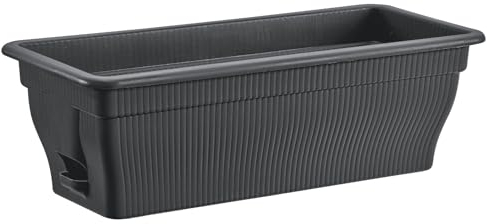 BURI Jardinière de balcon avec réservoir d'eau 100/80/55 cm – Pot de fleurs résistant aux intempéries avec insert en plastique résistant aux UV – terre cuite, marron foncé (anthracite, 55 cm)