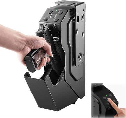 XRRJFYH Caja Fuerte para Pistola, Caja Fuerte Biométrica para Pistola, Caja de Armas Pequeña con 3 Formas de Desbloqueo