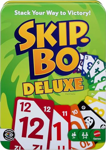 Mattel Games Skip-Bo Deluxe Card Game Tin, Ages 7+, Players 2-6