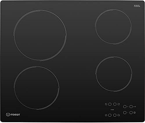 INDESIT AAR 160 C - Piano Cottura Elettrico 4 Fuochi e 9 Livelli di Potenza, Piastra Elettrica per Cucinare con Timer Integrato e Comandi Controllo Temperatura - Elettrodomestici Cucina 58Lx4,6Hx51P