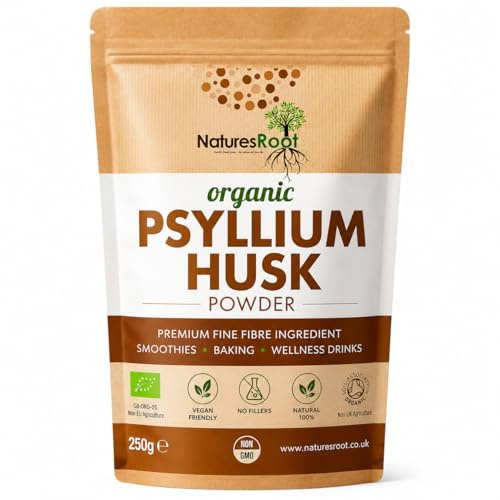 Nature’s Root Organic Psyllium Husk Powder 250g – Premium Fine Fibre Powder for Smoothies, Baking & Everyday Wellness Routines – Vegan Friendly Botanical Ingredient – Resealable Pouch