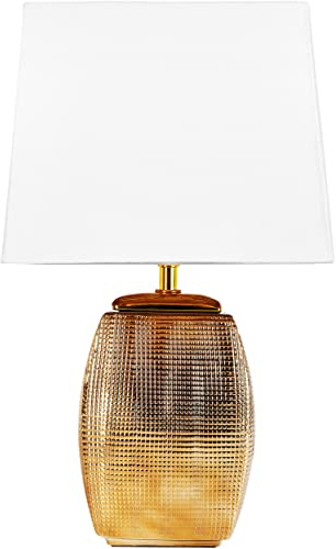 BRUBAKER Bord sänglampa – 38 cm – guld – keramik lampfot – skärm vit