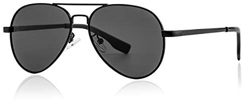 Gleyemor Polarized Aviator Sunglasses for Small Face Women and Men, 52MM Small Aviators 100% UV Protection (Black/Grey)