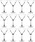Set of 12 Large Martini V Shaped Cocktail Glasses - 300ml Capacity - Fully Tempered Long Stem Glasses, Dishwasher & Freezer Safe.