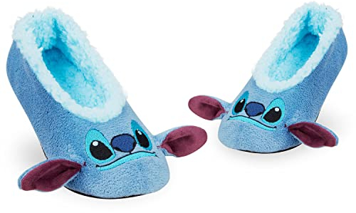 Disney Kuschel Hausschuhe Damen, Kuschelsocken Damen Wintersocken Hausschuhsocken Damen Mädchen Teenager Stitch Mickey Minnie (Blau Stitch, numeric_38)