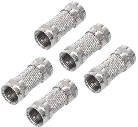 sourcing map 5pcs Male to Male Coaxial Connector F Type RG6 Coax Extender Coupler Adapter 75 Ohm Waterproof for Antenna, Coaxial Cable, TV, Splitter