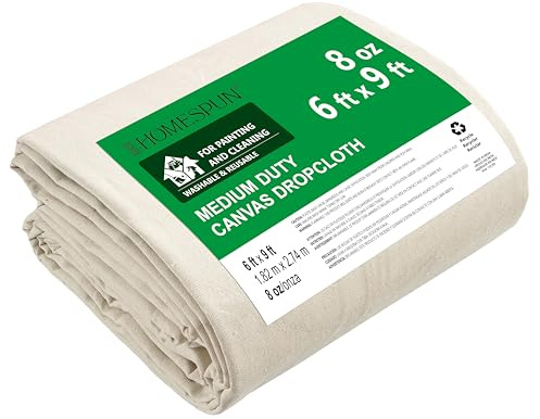 HOMESPUN Absorbent Machine-Washable Cotton Canvas Drop Cloth 6 x 9 ft