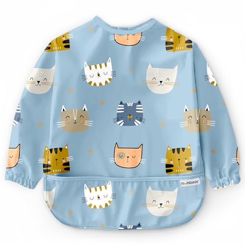 Nombear Baby Lätzchen mit Ärmeln für BLW (6 bis 24 Monate), 1 Packung - Wasserdichtes Ärmellätzchen Alternative zu Silikonlätzchen, Ganzkörper Lätzchen Baby, Babylatz Beikost Zubehör