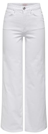 ONLY Damen ONLMADISON Wide Leg High Waist Jeans, Weiß, M / 34L