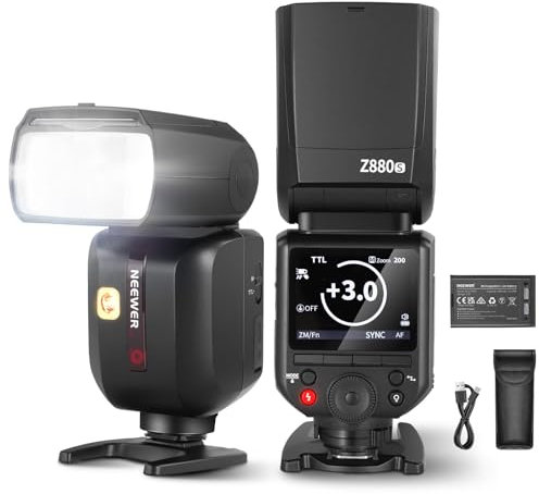 NEEWER Z880-S 2,4G 76Ws TTL Flash Speedlite para Sony Cámara UI Actualizada Lámpara Modelado Ajustable TTL/M Interruptor Rápido Tecla TCM 1/8000s HSS 7,2V/3000mAh Batería 600 Flash Potencia Completa