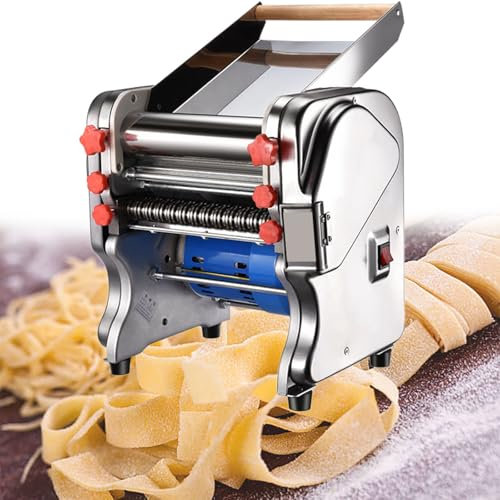 XSDAJSD Máquina para Hacer Pasta eléctrica, máquina para Hacer Pasta, cortadores de Masa con Rodillo, Grosor Ajustable, Acero Inoxidable, para Espaguetis, Fettuccine, lasaña