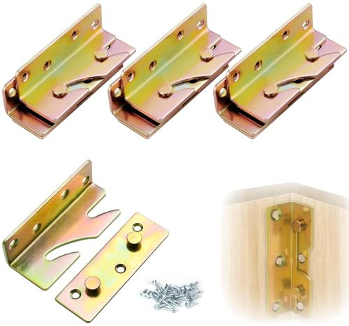 Lot de 4 raccords de lit, accessoires de lit lourds, raccords de lit, connecteurs coudés avec vis pour connexion de meubles, fixation de barrières de lit