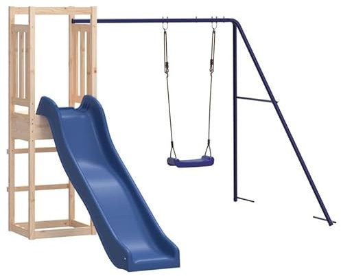 Spielturm aus imprägniertem Kiefernholz für den Garten – Langlebiges Outdoor-Spielzeug für Kinder mit Kletterwand und Rutsche