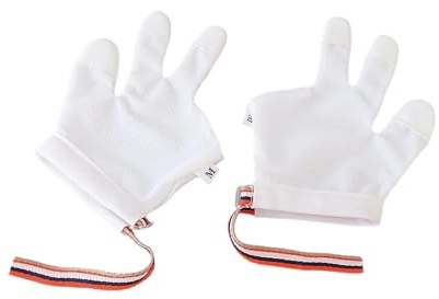 Qsvbeeqj Morbido cotone infantile protezioni per le mani mordere dita guanti traspiranti comodi per bambini da 6 mesi a 5 anni guanti in cotone per succhiare il pollice, 3 dita Bianco, S for 6 to 18M