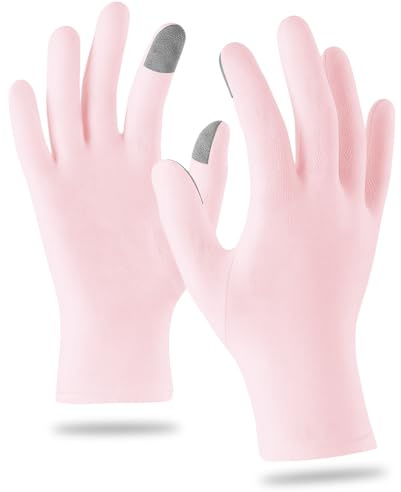 Bomullshandskar, Touchscreen-handskar för Daglig Vård och Skydd för Vuxna, Eksemvänliga (Rosa)
