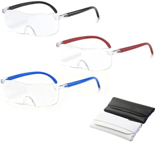 OPVYAEU 5x 8x 10x Gafas Lupa Lupas de Gran Aumento Gafas de Aumento Lupa Lectura Magnifying Glass con 2 Estuches de Cuero Protección Ojos
