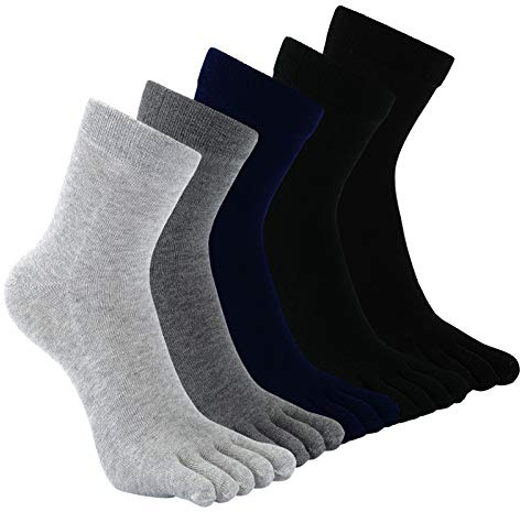 CaiDieNu Calcetines con cinco dedos para hombre, Calcetines de algodón, Calcetines cómodos para los deportes de carrera