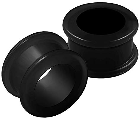 KJM FASHION 2PCS Silicone Black Double Flared Saddle Earring Ear Ring Stretcher Lobe Gauge Tunnel Plug Piercing Jewellery See More Sizes, Silicone, N/A