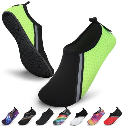 SAGUARO Scarpette Scoglio Uomo Donna Scarpe da Sport Acquatici Barefoot Scarpe da Piscina Spiaggia Canottaggio Mare Fiume Nuoto Surf Vela Calzini per Immersione (Verde,38/39 EU)