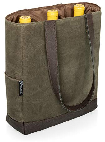 PICNIC TIME Unisex-Erwachsene Kühltasche für 3 Flaschen Wein-Tragetasche, Khaki, 3 Bottle