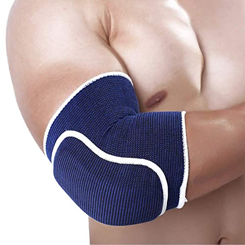 YCYU Workouty 1 Pair Compression Elbow Pads Arm Brace Support Fitness Arm Knee Protector Volleyball Basketball Breathable Elbow Wraps (Blue)