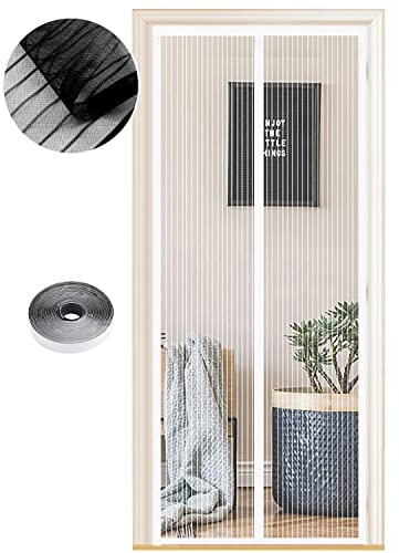 Magnetisk flugnätsdörr, insektsskydd, olika storlekar, 105 x 200 cm, magnetisk gardin perfekt för balkongdörr, vardagsrum och altandörr, enkel att installera med lim.