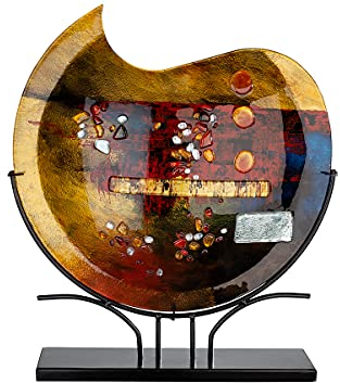 GILDE GLAS art Dekovase – Designer Deko abstrakte Vase Dekoobjekt – Home Design für Wohnzimmer Schlafzimmer – Höhe 50 cm