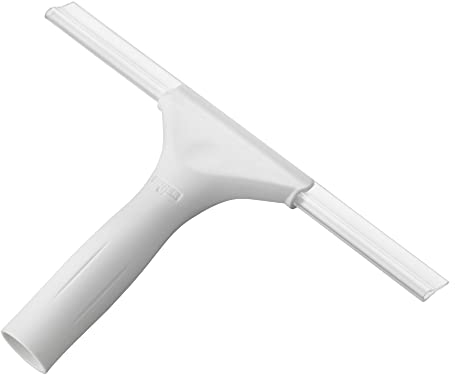 Unger Shower Squeegee for Bathroom Cleaning with Adhesive Hanging Hook - Professional Shower Screen Wiper - 10 inch Rubber Blade & Non-Slip Handle - For Glass Doors, Windows & Mirrors Tiles