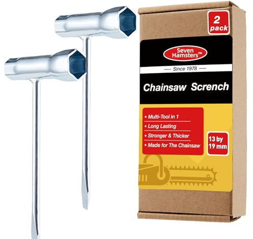 Chainsaw Wrench and Screwdriver Combination Chain Saw Spanner Scrench Replacement 13mm x 19mm (13-by-19) T-Wrench Socket Adjustment Tool for Stihl Chainsaw Spark Plug (2)