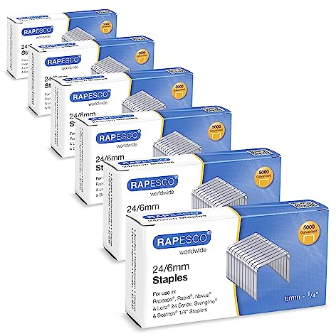 Rapesco 1736 Business Pack: 24/6mm (No.16) Verzinkte Heftklammern, 6 Schachteln mit 5000 Stück