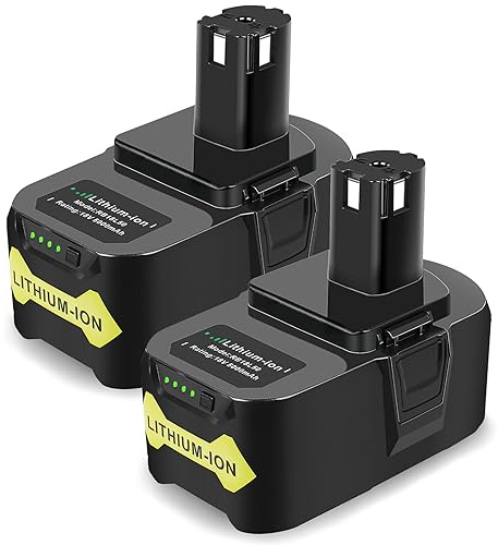 2 Stück 18V 5.0Ah Akku für Ryobi, Akku für Ryobi Elektrowerkzeug mit LED-Ladeanzeige, P108 Li-Ion Ersatzakku Kompatibel mit Ryobi ONE+ RB18L50 RB18L40 RB18L25 RB18L15 RB18L13 P102 P103 P104 P105 P107