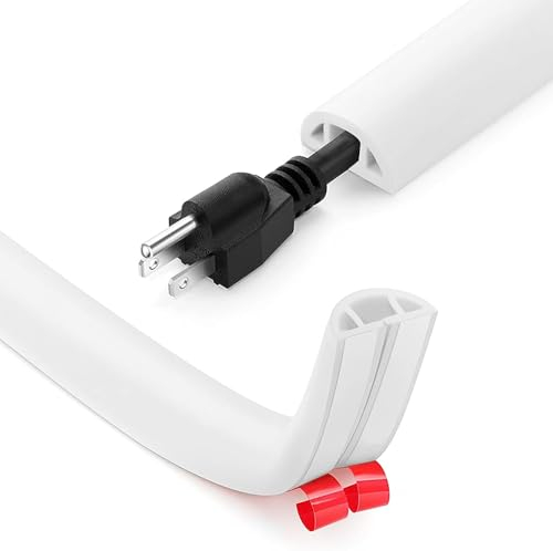 YushengTai Conduit de câble Plat au Sol, Petit Conduit de câble Flexible de 1 m/3 m/5 m, Pont de câble de Sol Autocollant, Cache-câble Flexible, Protection de câble Blanc pour Tous Les câbles d'alime