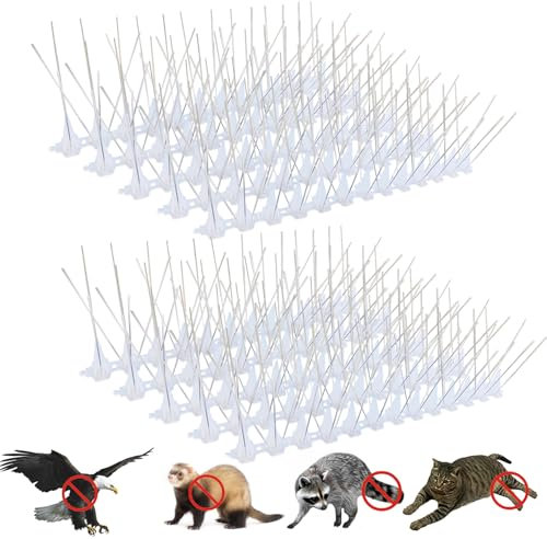 Hopelit Taubenabwehr, Taubenabwehr Spikes, Vogelabwehr 3.3m, Vogelabwehr Spikes (je 33.3 cm x 13 Nägel) mit 190 Taubenabwehr Spikes Edelstahl, Taubenschreck für Balkon Dach Fenster, Transparent