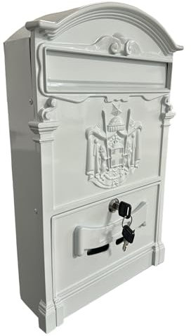 eacommerce - Cassetta Postale Elegante in Alluminio Verniciato | Portariviste Porta Volantini | 255x88x405H mm | Adatta per Esterno, Colore Bianco