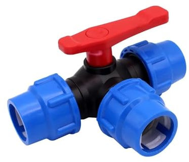 ExcInter 3-Way Ball Valve, 25mm Diameter Interfaces Tee Valve Quick Connector Plastic Shut-Off Valve T-Type Switch Water Splitter for Garden & Agriculture Watering (1 Piece)