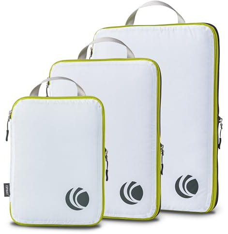 Cipway Bolsas Compresion Viaje, Diseño de Malla Impermeable Ligero y Duradero Bolsas de Viaje Organizador para la Mochila Maletas de Almacenamiento en el Hogar(Blanco, 3 Unidades)