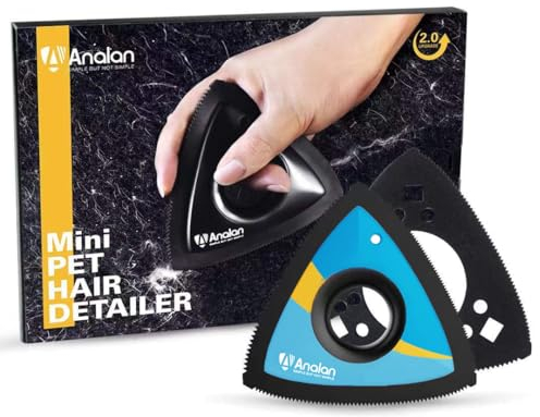 ANALAN Brosse Anti Poils Animaux, Mini Epilateur de Poils d'animaux pour Chiens et Chats, Brosse pour Voitures, Tapis, Peluches, Canapé et Meubles(avec 1 Lame supplémentaire) (Bleu Citron)