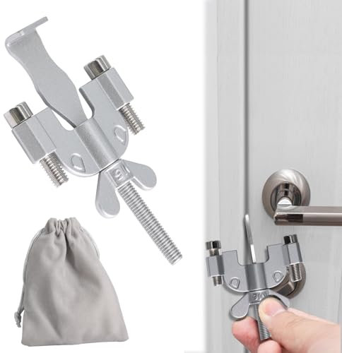 MEGAVOW Serrure de Porte Portable, Verrou Supplémentaire et de Confidentialité, Serrure en Acier Inoxydable, Dispositif de Sécurité, Serrure de Porte de Voyage Antivol pour Hôtel, Maison, Appartement