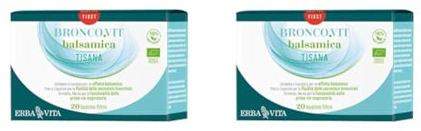ERBA VITA Bronco.Vit Tisana Balsamica integratore alimentare con una miscela di piante officinali per donare sollievo alle vie respiratorie - 20 Filtri (Confezione da 2)