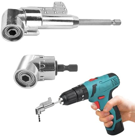Right Angle Drill Attachment - 2Pcs 105 Degree Adapter in Different Lengths for Power Drill Tool