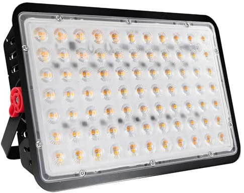 CREATESTAR Focos LED Exterior 200W, 20000LM IP66 Impermeable Proyector LED Exterior, foco exterior de Floodlight, Blanco cálido 3000K, luz de inundación para garaje almacén jardín patio