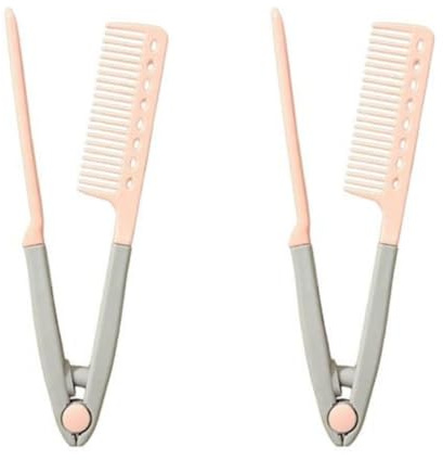 2 pettini professionali per raddrizzare i capelli, raddrizzatore per barba da uomo, resistente al calore, tipo V, pettine da taglio in ferro per parrucchieri, strumento per acconciature