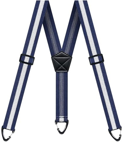 Hidden Braces For Trousers 40mm Wide Mens Suspenders Adjustable Elastic Heavy Duty Braces With 3 Snap Loop For Jeans Pants Blue White Stripes Brace