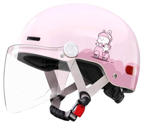 Caschi Da Moto Per Bambini Dai 4 Ai 15 Anni, Caschi Per Moto Da Cross E ATV Per Ragazzi, Casco Leggero Vintage A Mezzo Casco Per Scooter Elettrico, Ciclomotore 13,48~54cm