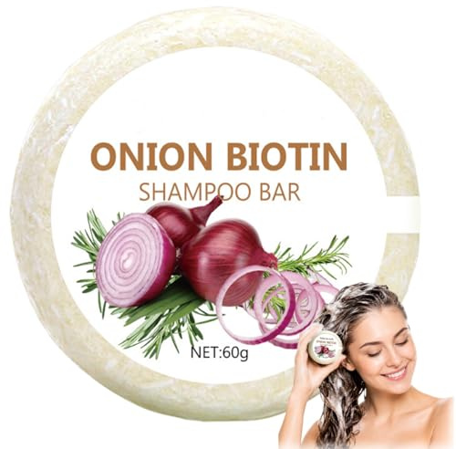 TRMPLX Oignon Shampooing Savon 60g,Onion Biotin Shampoo Bar,Mousse Douce Contrôle Frisottis Conditionneur,Hydratant Oignons Shampooing Savons Barres - Purifiant Nourrissant Adultes Hommes Femmes(G)