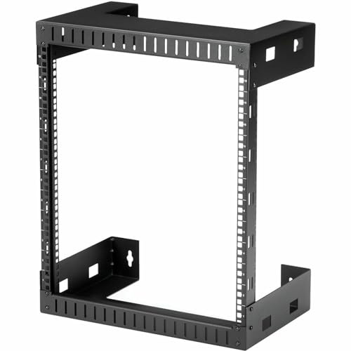 StarTech.com 2-Pfosten 12HE Heavy-Duty Wandmontage Netzwerk-Rack, 19 Open Frame Server Rack, 12 Tief, Wandmontage Daten-Rack für IT / AV / Patch Panel / Computer Geräte (RK12WALLO)