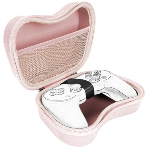 Linkidea Hard Travel Case Compatible with 8BitDo Pro 2, Ultimate and 2.4G Dual Sense Wireless Controller, Game Protective Storage Carrying Bag (Pink)