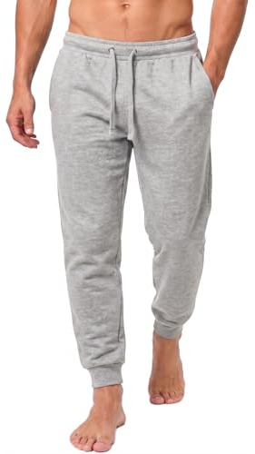 Iron Mountain Mens Joggers – Fleece Jogging Bottoms for Men, Lightweight Cuffed Sweatpants with Drawstring Waist, Casual Gym & Lounge Tracksuit Bottoms (Light Grey Marl, S)