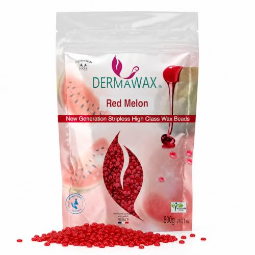 DERMAWAX Red Melon vaxpärlor 800 g – Veganskt hard wax för hårborttagning | Kolofoniumfritt Red Melon-filmvax för erfarna användare – snabbhärdande hårborttagning utan remsor för ansikte och kropp